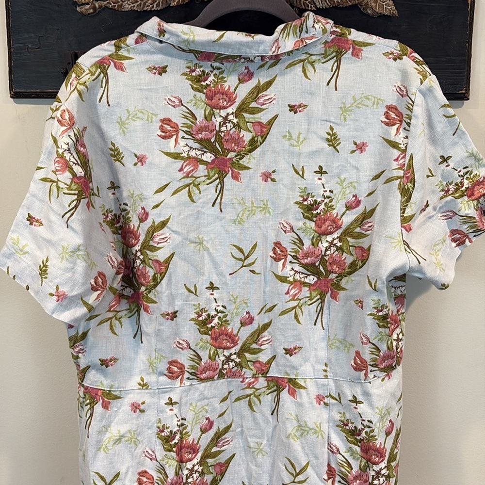 Vintage Lanz of Salzburg Linen Floral Button Down Maxi Dress Size 14 - Picture 8 of 13